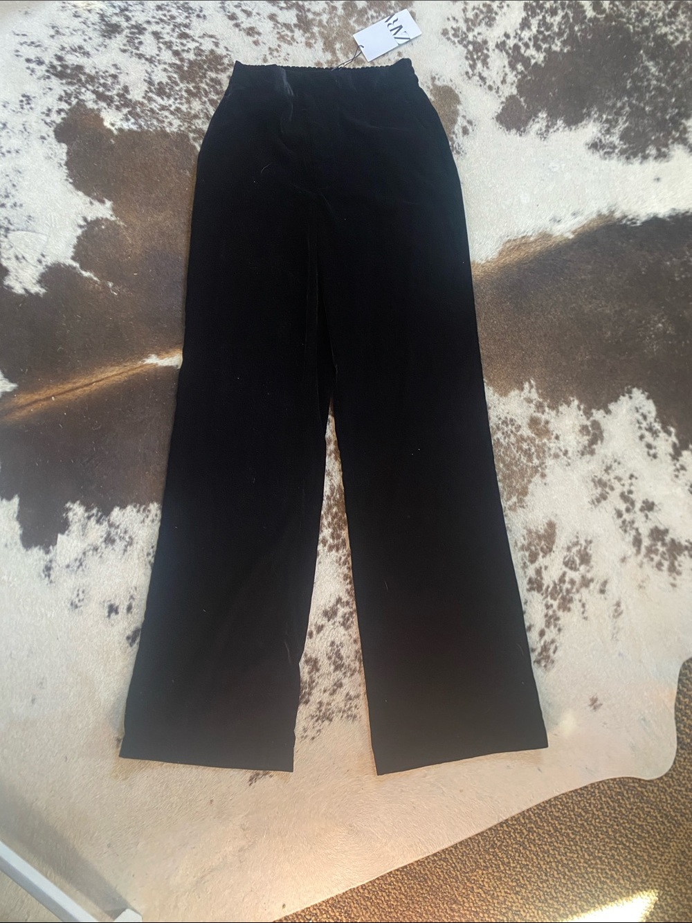 Zara Black Velvet Wide-Leg Pants